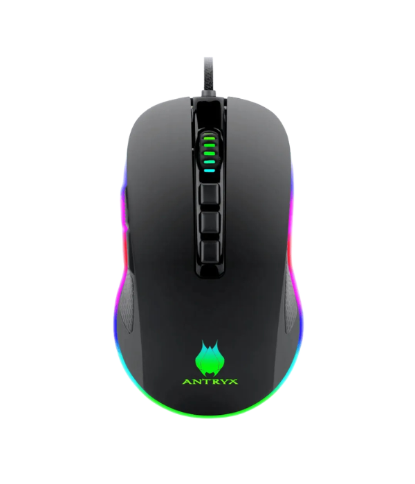 MOUSE GAMER ANTRYX AGM-6200K: CHROME STORM KURTANA BLACK DPI 12400, RGB