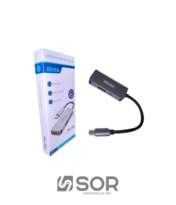 ADAPTADOR TIPO C A HDMI SEISA BYL-2122: 3 EN 1 TIPE C