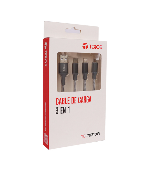 CABLE CARGADOR TEROS ACTE70210W TE-70210W: CABLE DE CARGA 3 EN 1 TEROS TE-70
