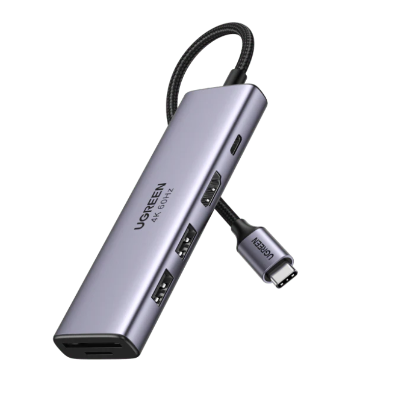 HUB USB UGREEN 15598 CM512: 6 EN 1 USB-C -USB 3.0 + HDMI+RJ45+PDCONVERTER-PN