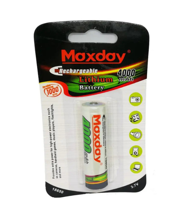 PILA RECARGABLE MAXDAY ZZ-MD-1088: 4000MAH · VOLTAJE NOMINAL: 3.7V 1 BLIESTER