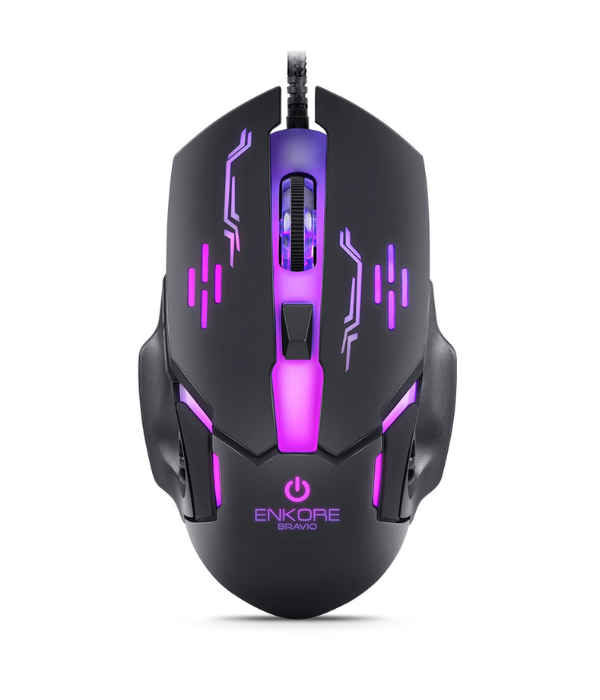 MOUSE GAMER ENKORE BRAVIO EKM 313: 6BOTONES. ILUMIN. LED DE COLORES. ALTA SEN