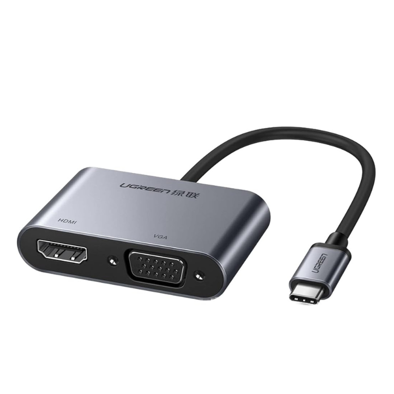ADAPTADOR TIPO C A HDMI UGREEN 50505 CM162: HDMI 4K@30HZ, VGA 1080P 60HZ, USB