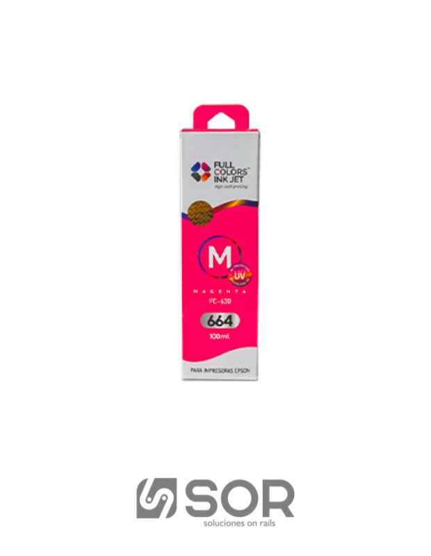 TINTA COMPATIBLE FULL COLOR FC-630 664: COLOR MAGENTA UV INK JET 100ML