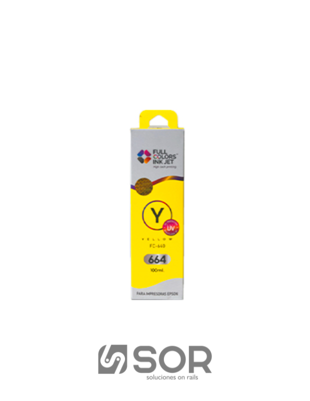 TINTA COMPATIBLE FULL COLOR CF-640 664: COLOR YELLOW UV INK JET 100ML