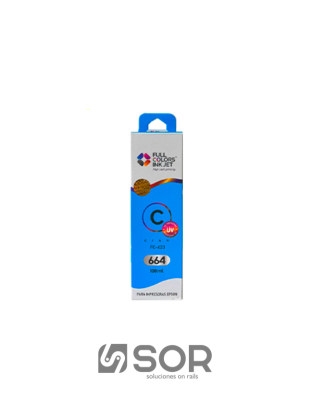 TINTA COMPATIBLE FULL COLOR FC-620 664: COLOR CYAN UV INK JET 100ML