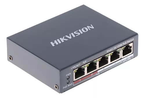 SWITCH POE HIKVISION HK-DS-3E1105P-EI/M: 4 PUERTOS POE + MONITOREADO - 12VDC/