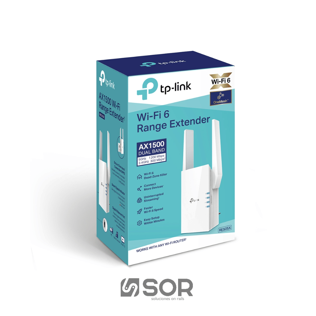 EXTENSOR INALAMBRICO TP-LINK RE505X AX1500: WI-FI 6, DUAL BAND, 1500 MBPS, ETHERNET