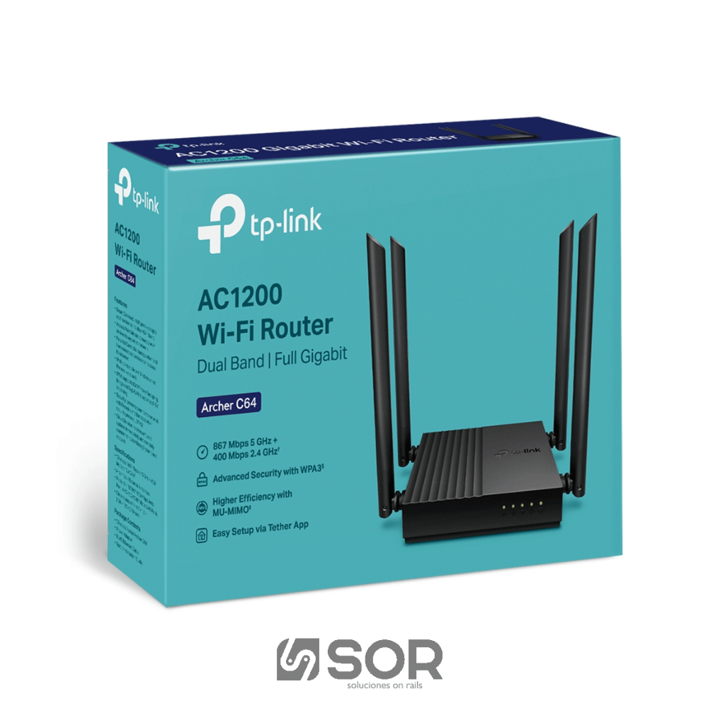 ROUTER TP-LINK ARCHER C64: WI-FI DE DOBLE BANDA 1200AC MU-MIMO GIGABIT