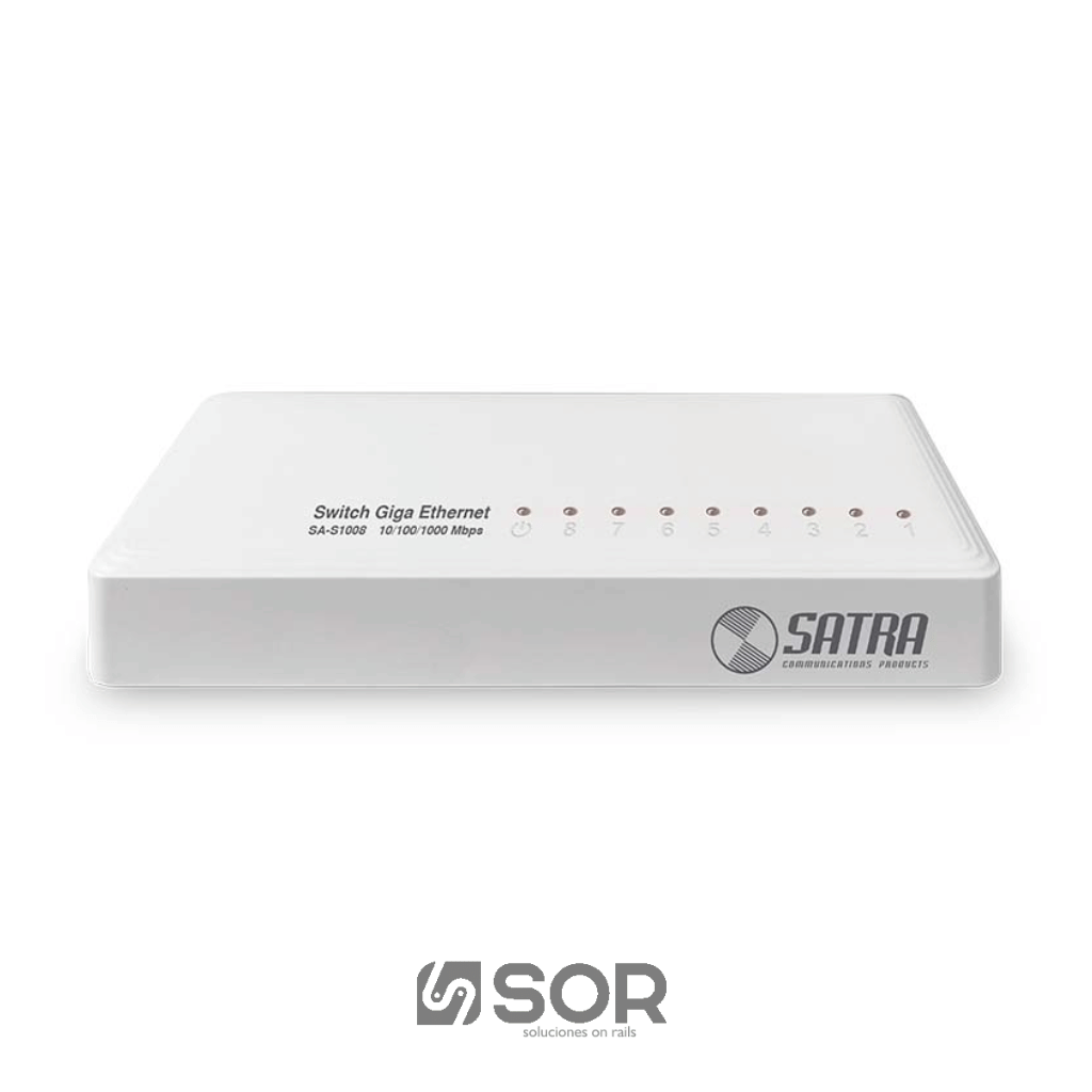 SWITCH SATRA 1402080000 SA-S1008: 8 PUERTOS 10/100/1000 MBPS GIGA