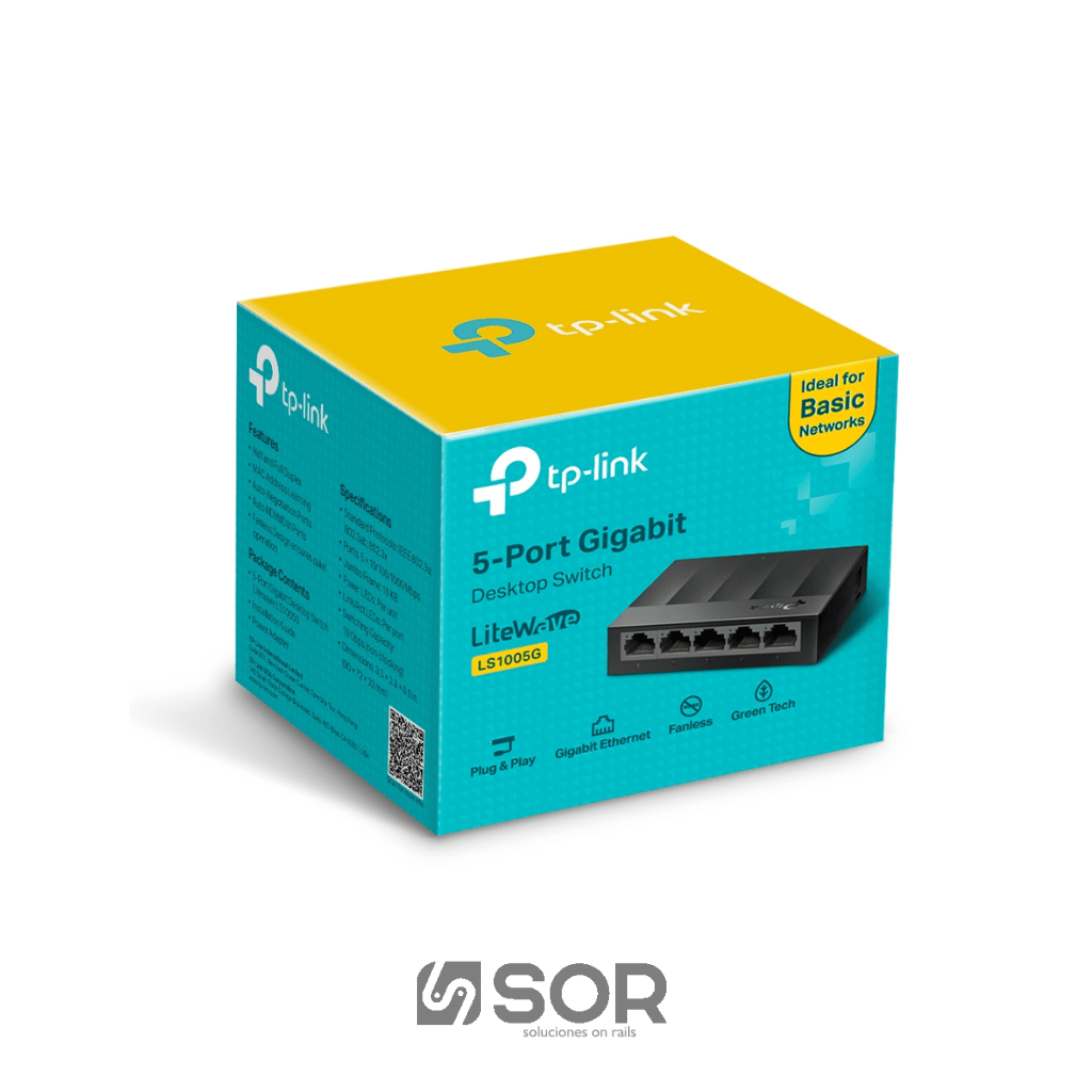 SWITCH TP-LINK LS1005G: 5 PUERTOS GIGABIT