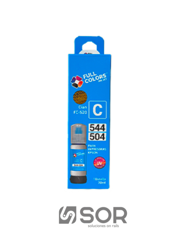 TINTA COMPATIBLE FULL COLOR FC-520 544-504: COLOR CYAN UV INK JET BOTELLA DE