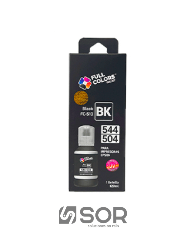 TINTA COMPATIBLE FULL COLOR FC-510 544 - 504 : COLOR NEGRO UV INK JET BOTELLA