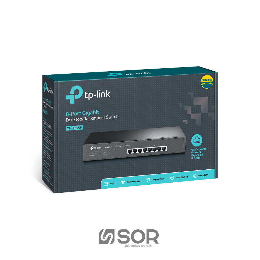 SWITCH TP-LINK TL-SG1008: PUERTOS 10/100/1000 MBPS RACKEABLE
