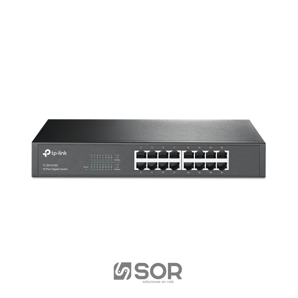 SWITCH TP-LINK TL-SG1016D 16 PUERTOS: GIGABIT PARA RACK 16 PUERTOS A 10/100/1