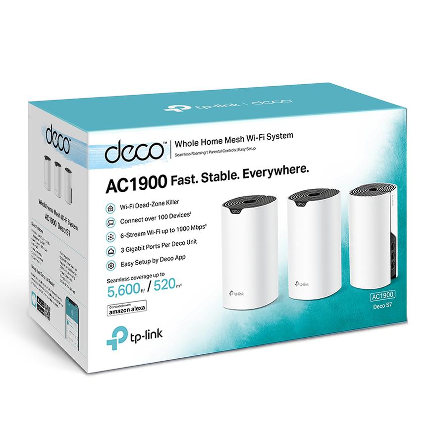 ACCESS POINT TP-LINK DECO S7(3-PACK) AC1900: MESH 3 UNIDADES, DUAL BAND, WI-FI 5