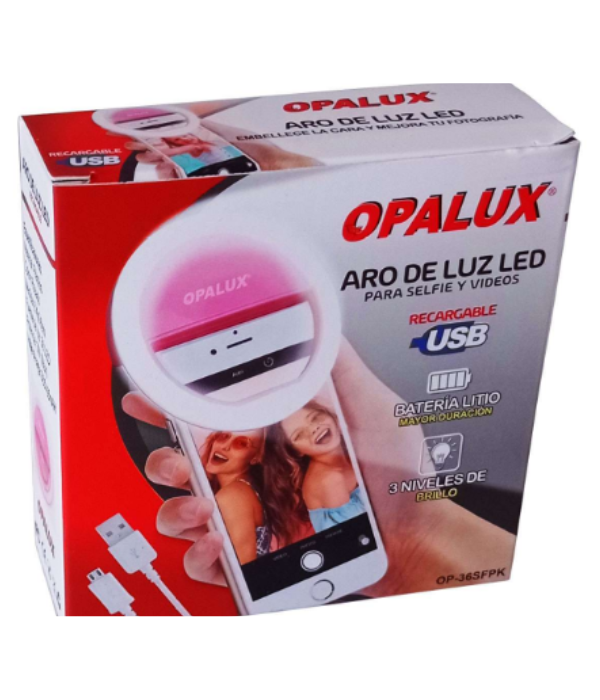 ARO LED OPALUX OP-36SFWH 36 LED: COLOR BLANCO PARA SELFIE Y VIDEOS