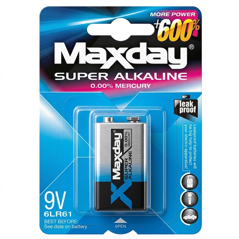 Batería Alcalina Maxday 9V 1080 Minutos