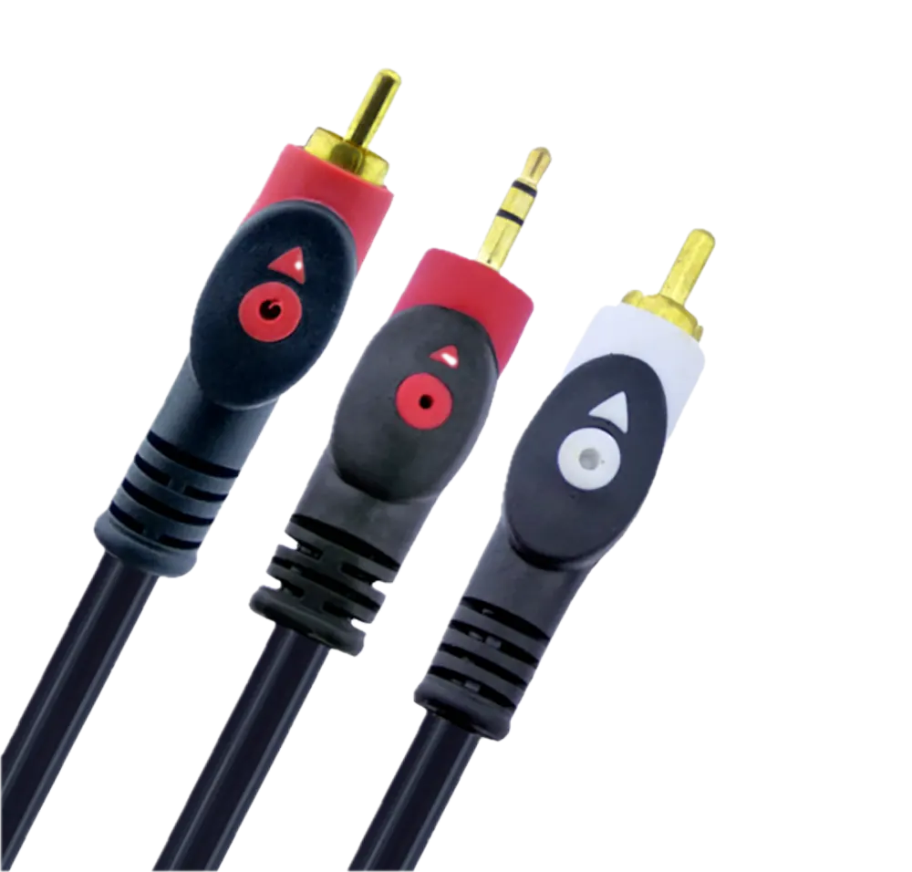 Cable de Audio High Full Max ZZ-AV-2X1ST BK 2 RCA a 3.5mm 1.8m transparente 