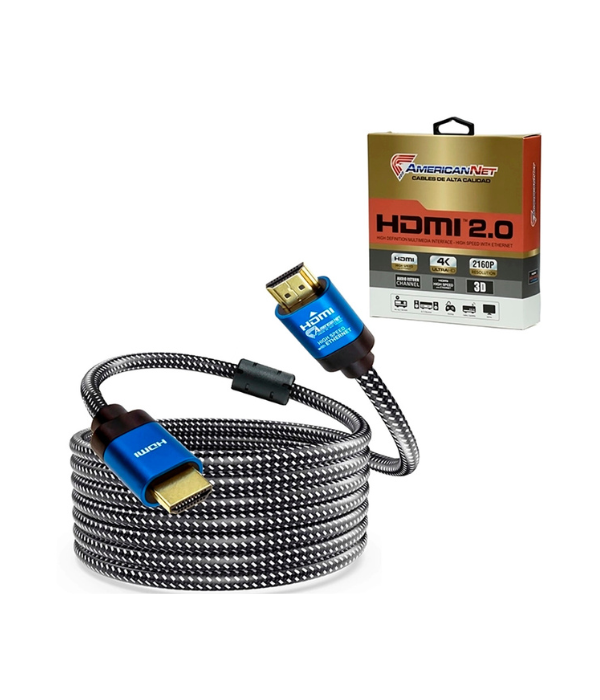 CABLE HDMI AMERICAN NET 2.0V: 2.0 AMERICAN NET 4K DE 5 METROS EN CAJA