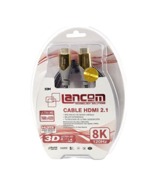 CABLE HDMI LANCOM ZZ-HAA05-10M: 10 METROS (24AWG) 8K METAL GOLDEN COLOR OD 8.