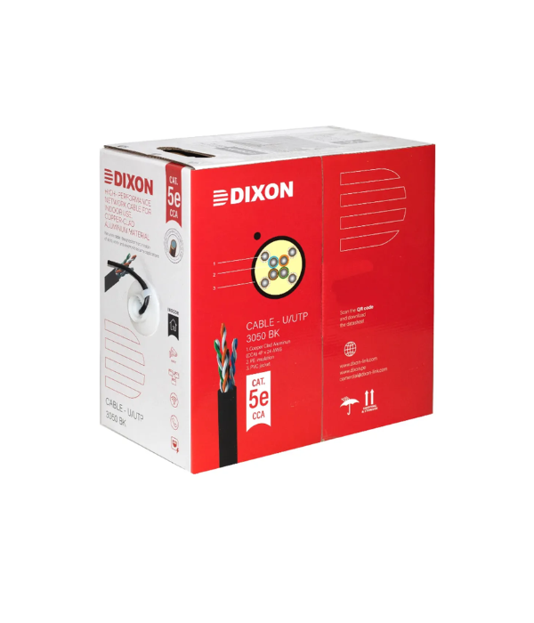 CABLE UTP DIXON 3050 BK: CAT 5E 4PX24AWG NEGRO 305M/ EXTERIOR