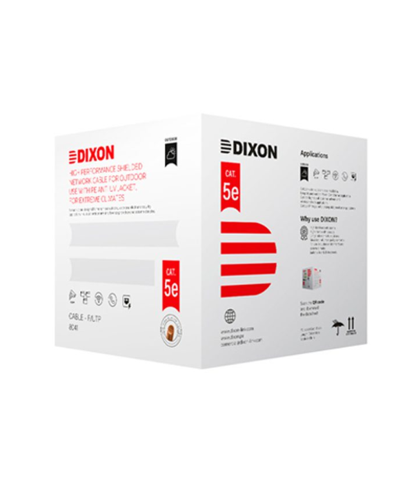 CABLE UTP DIXON 8041: STP CAT.5E 4PX24AWG NEGRO EXTERIORES UV 305M