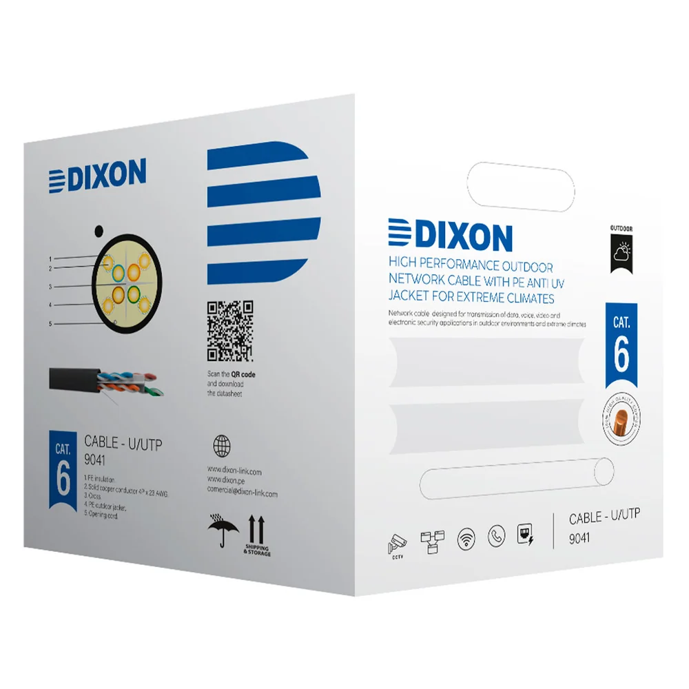 Cable UTP Dixon 9041 CAT6 305m Negro para Exteriores