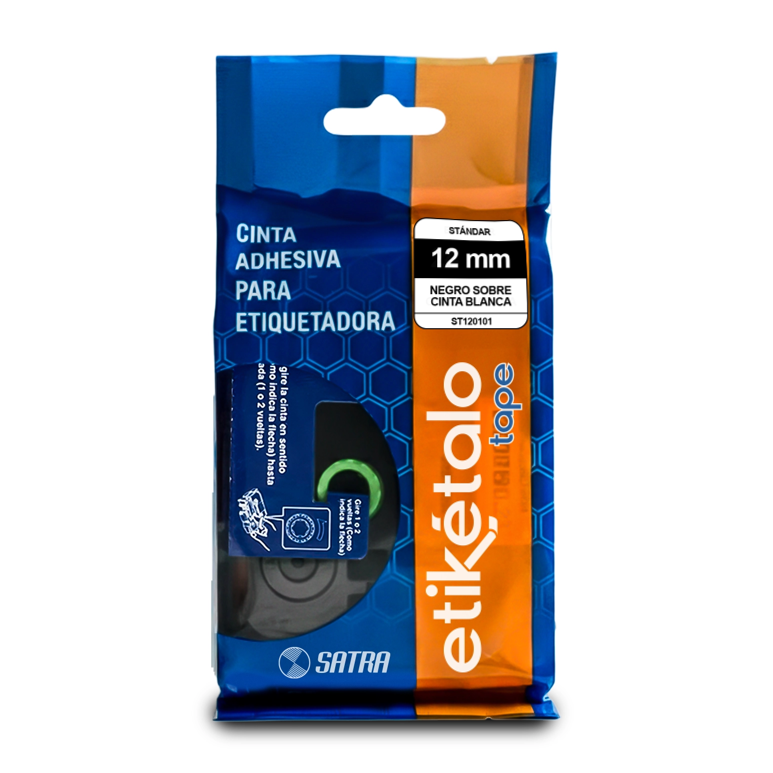 Cinta Flex SATRA 1904020412 FX120101 Negro Sobre Blanco 12mm