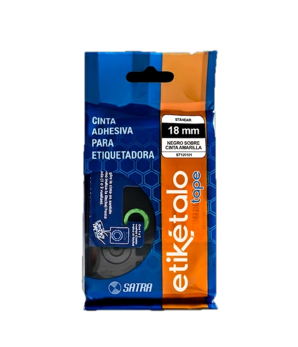 Cinta Flex SATRA 1904020518 FX180102 Negro Sobre Amarillo 18mm