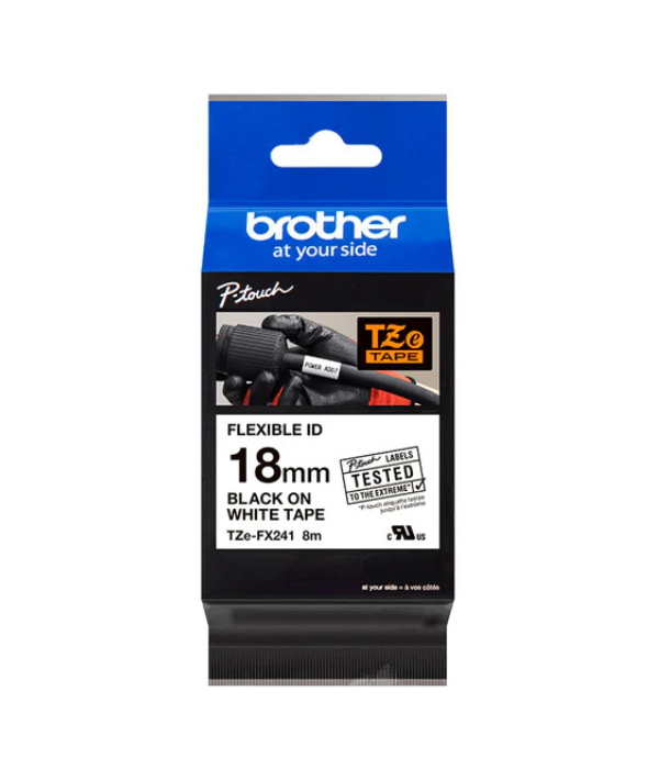 CINTA LAMINADA BROTHER TZEFX241: 18MM X 8M, BLANCA, LAMINADA, ROLLO