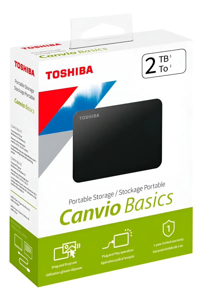 DISCO DURO EXTERNO TOSHIBA HDTB520XK3AA CANVIO BASIC: 2TB, USB 3.0, 2.5", NEGRO