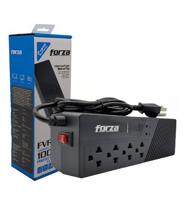 ESTABILIZADOR FORZA FVR-1012 : 4 TOMAS/1000VA/500W (2)