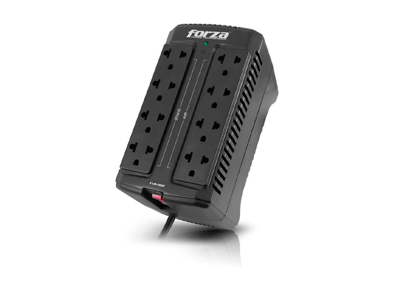 ESTABILIZADOR FORZA FVR-902: VOLTAJE FORZA 900VA/450W 220V 8 TOMAS UNIVERSAL
