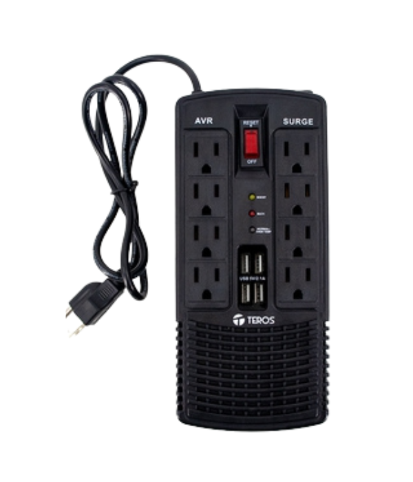 ESTABILIZADOR TEROS TE7180 TE-7180N: 1200VA, 600W, 184-276V, USB, LED