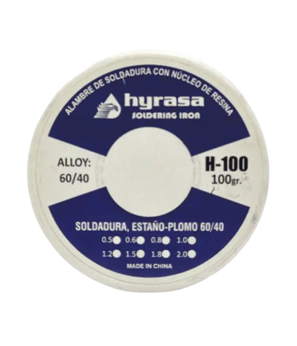 ESTAÑO ZZ-H-100: 60/40 0.8MM HYRASA CONO PLASTICO