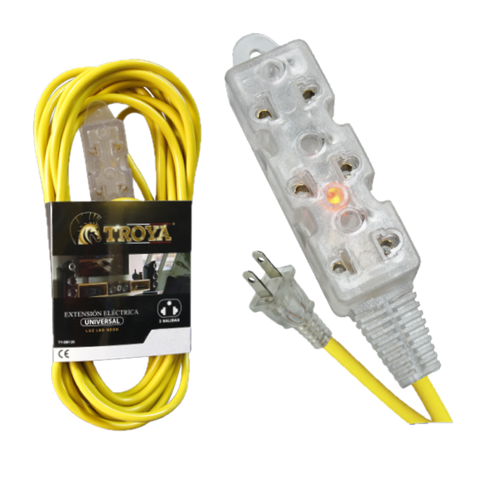Extensión Eléctrica Universal Troya TY-15M120, 15 Metros vulcanizado 18 AWG, 3 tomas