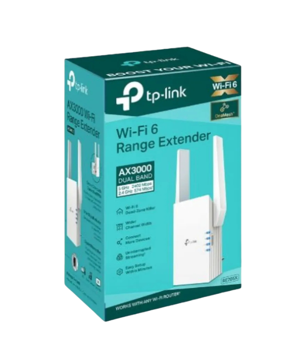 EXTENSOR TP-LINK RE705X: WI-FI 6 AX3000, DUAL BAND, GIGABIT
