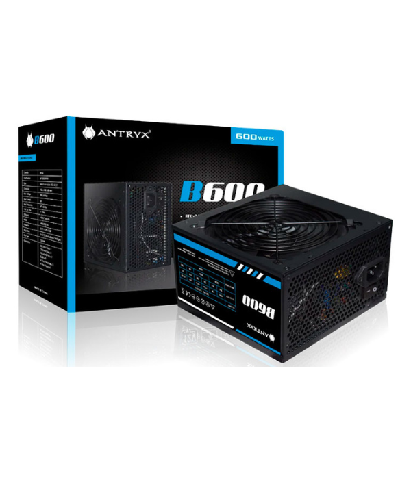FUENTE PODER ANTRYX B600W: VOLTAJE: 100 - 240 VACATX 2.3 BOX