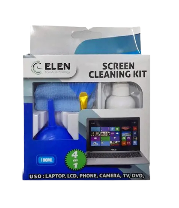 KIT LIMPIEZA LCD-3-02 4 EN 1: PARA PANTALLA/LAPTOP SET X 4 PCS ELEN STYLISH