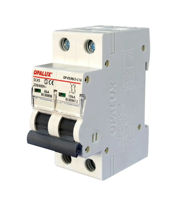 LLAVE TERMOMAGNETICA OPALUX OP-ES9B/2-C25/CJ1: 25AMP 6KA-10KA 230-400V CJX6 M