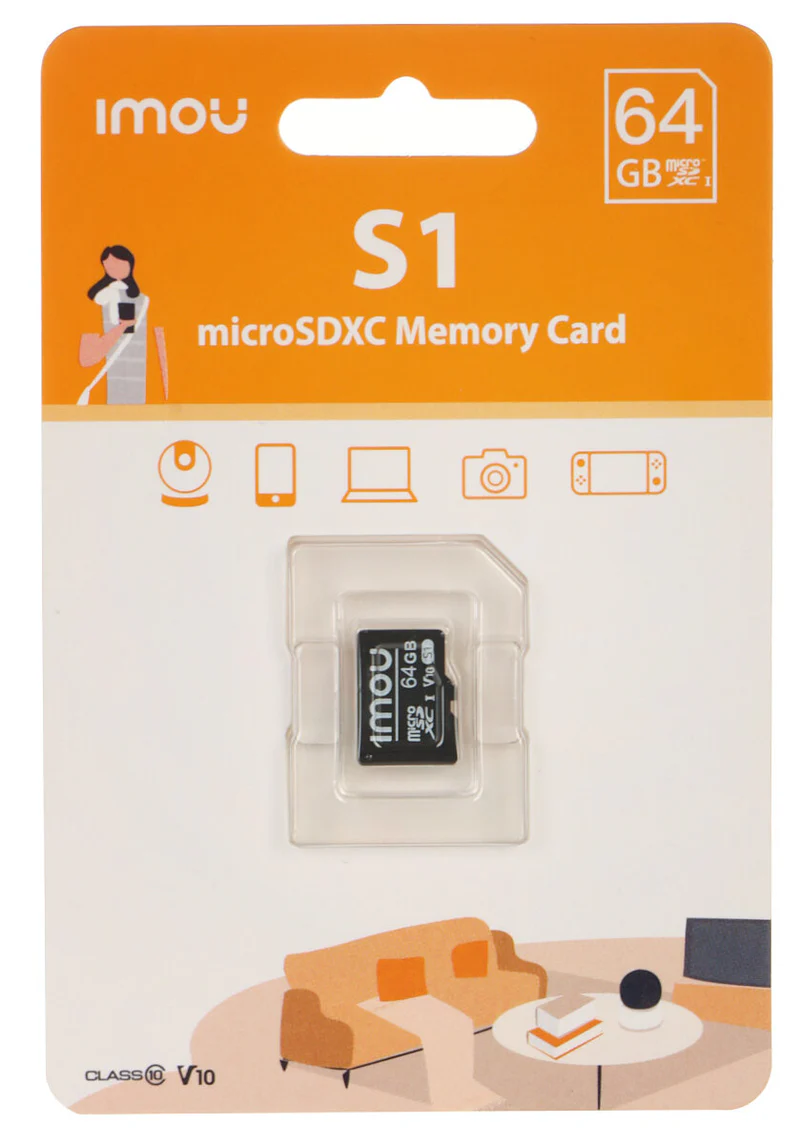 MEMORIA MICRO SD IMOU MEMORIA MICRO SD S1: 64GB, LECTURA 85MB/S, ESCRITURA 40MB/S, CLASE 10