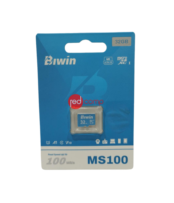 MEMORIA MICROSDXC BIWIN BMMS100032G-RGX MS100: 32GB, 100MB/S, CLASE 10, ADAPTADOR SD