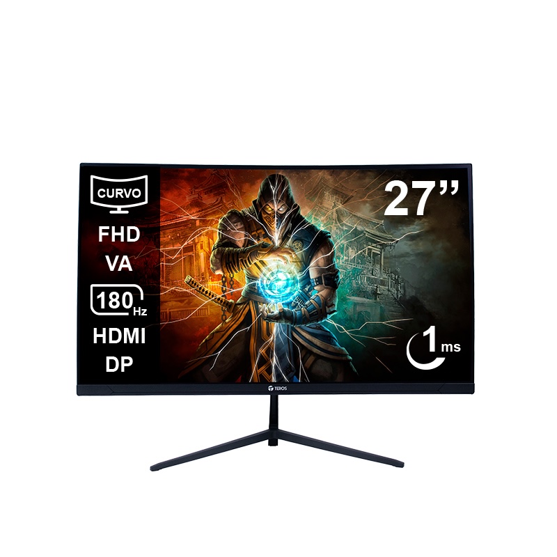 MONITOR TEROS TE-2787G: 27" FHD CURVO, 180HZ, 1MS, HDMI, DP
