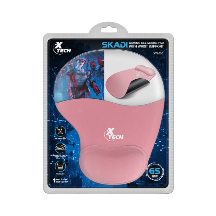 Mousepad Gamer Xtech XTA-530 Rosa 30x25cm con Reposamuñecas