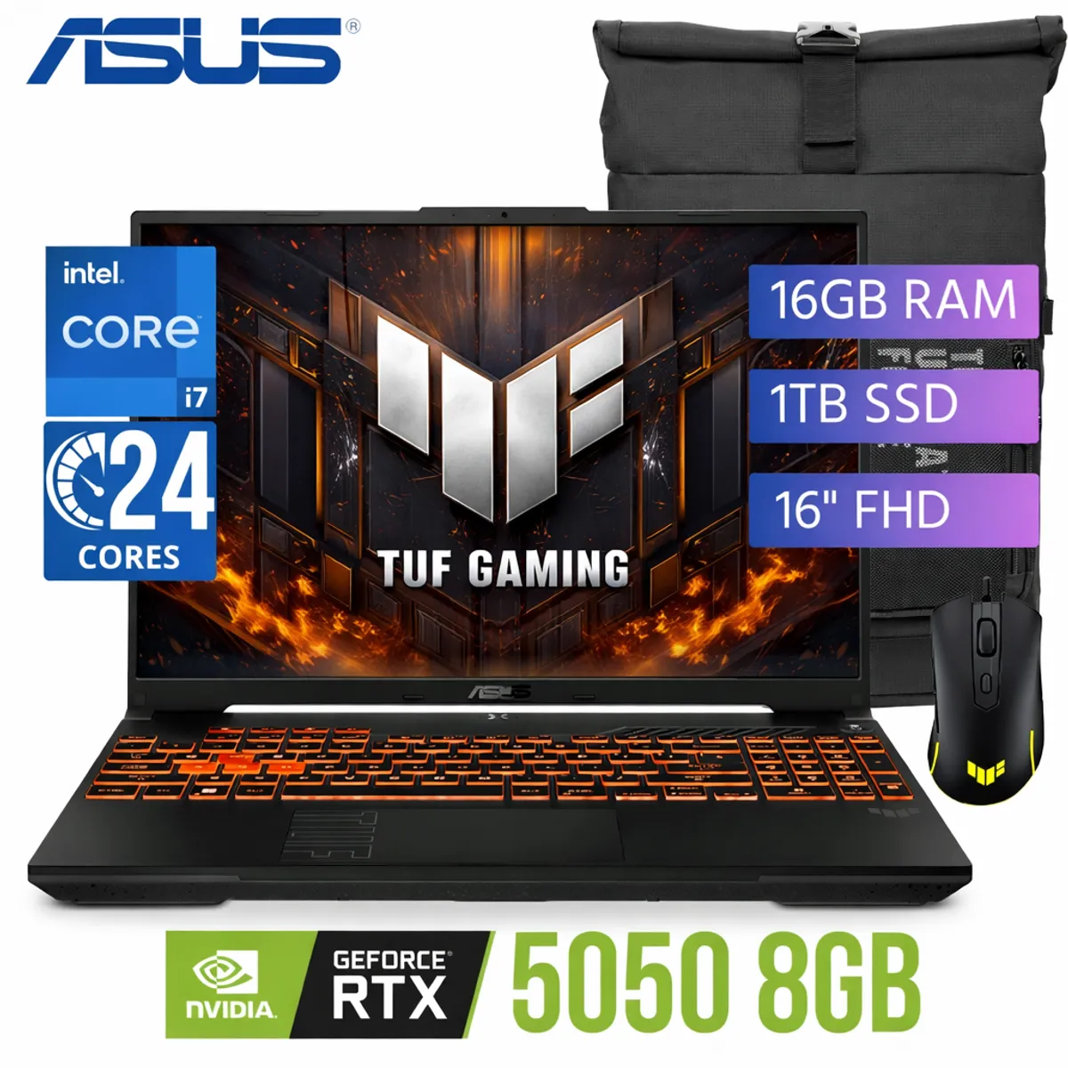 Notebook Asus TUF F16 FX608JHR-RV169 16" i7-14650HX 16GB RTX 5050 8GB