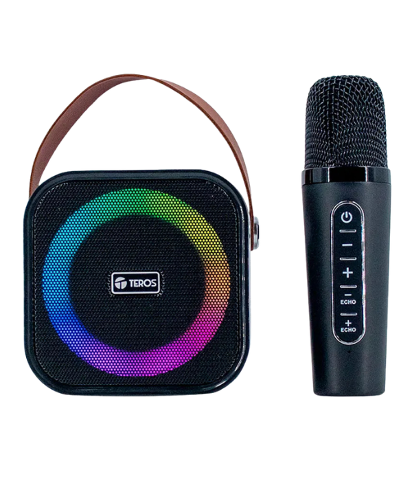 PARLANTE KARAOKE TEROS TE6013N: BT 5.4, 10W, USB, LED, MICROFONO INALAMBRICO