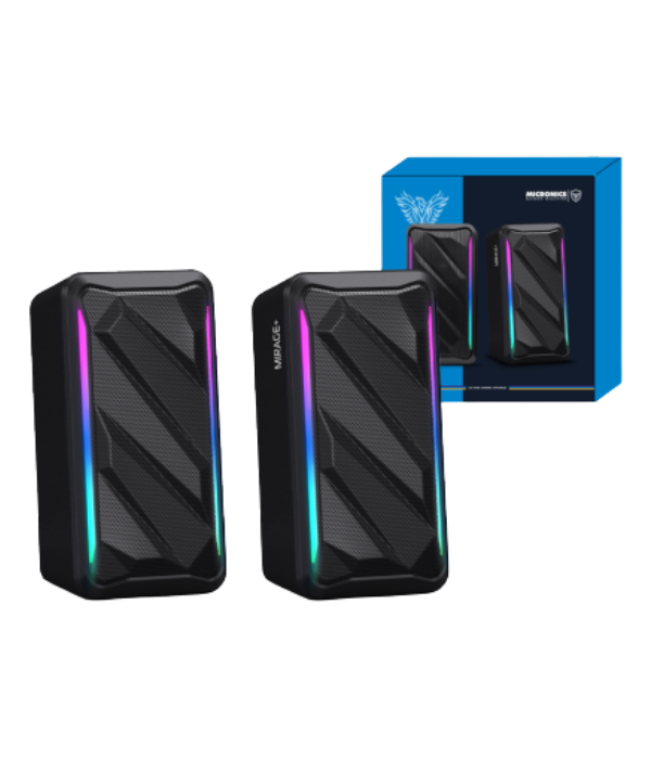 PARLANTE MICRONICS MIRAGE+ MIC S311U: GAMER SOUND 2.0 RGB - 2.5" COMPATIBLE C