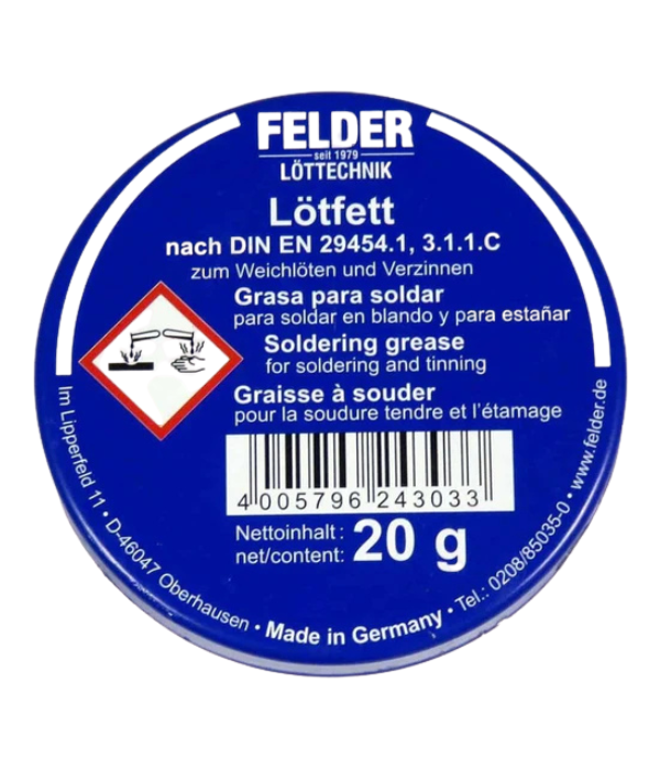 PASTA PARA SOLDAR FELDER LOTFETT 20GR: GRASA PARA SOLDAR EN BLANCO Y PARA EST