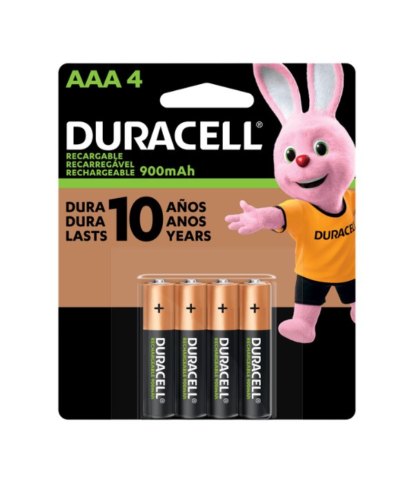 PILA RECARGABLE DURACELL AAA : DE 900 MAH PACK(4 UNIDADES)